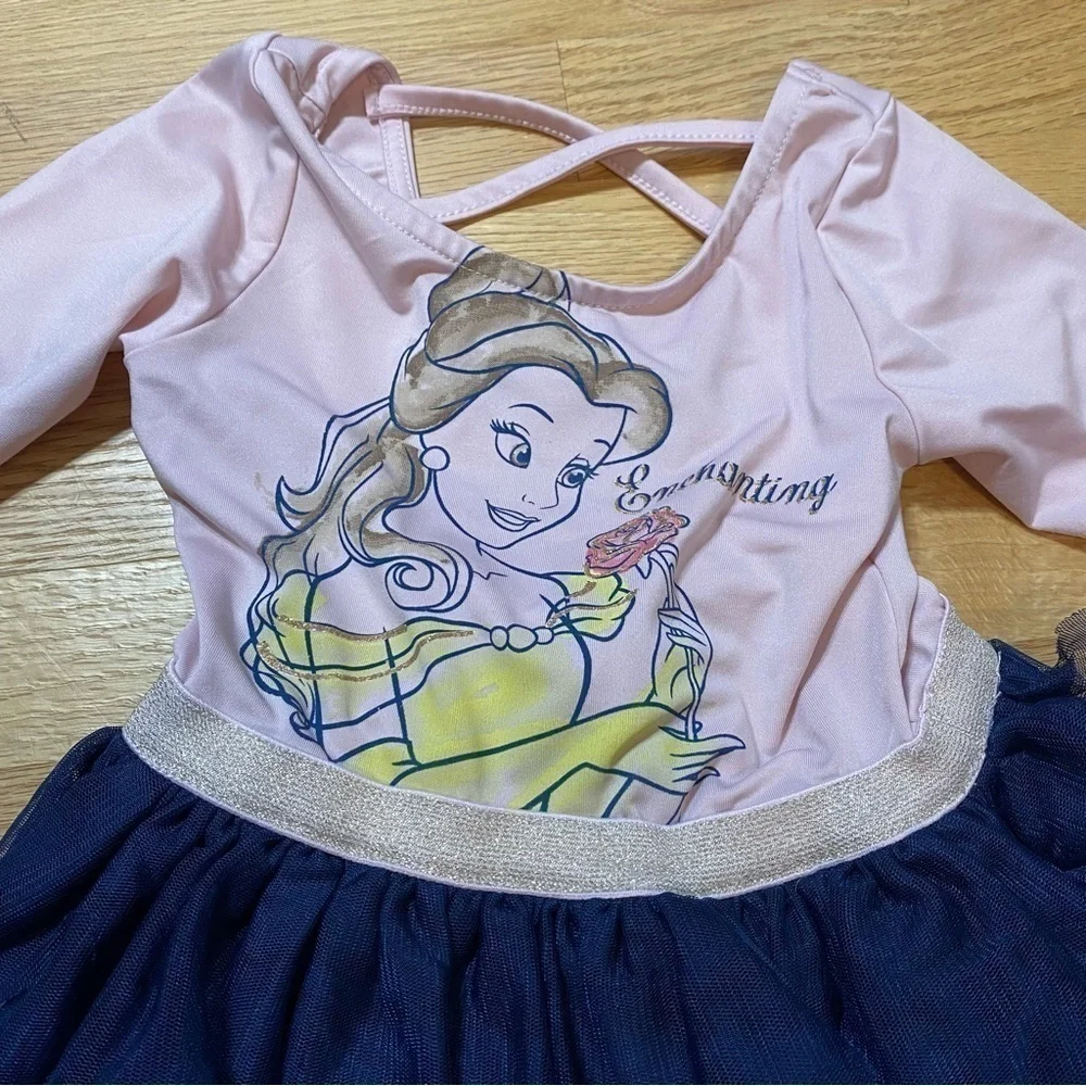 Disney Belle Leotard Dress Sz 4T Beauty and the Beast Purple Blue Girls